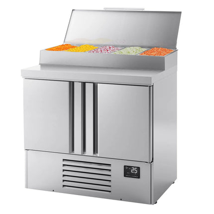 GGM Gastro Commercial Saladette Prep Counter - 978x700mm - 2 Doors - topper for 5x GN 1/4