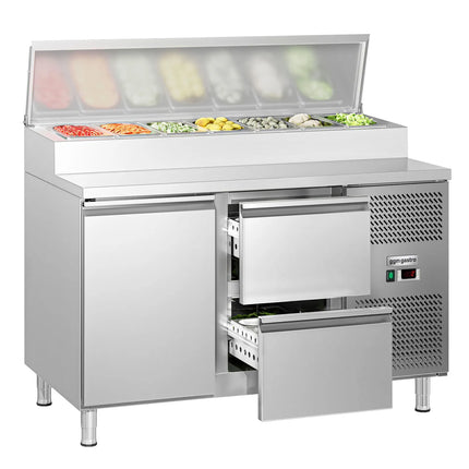 GGM Gastro Commercial Saladette Prep Counter ECO - 1360x700mm - 1 Door & 2 Drawers - for 7x GN 1/3
