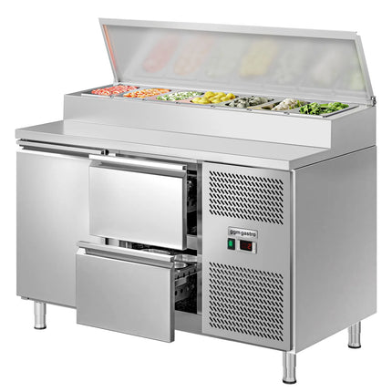 GGM Gastro Commercial Saladette Prep Counter ECO - 1360x700mm - 1 Door & 2 Drawers - for 7x GN 1/3