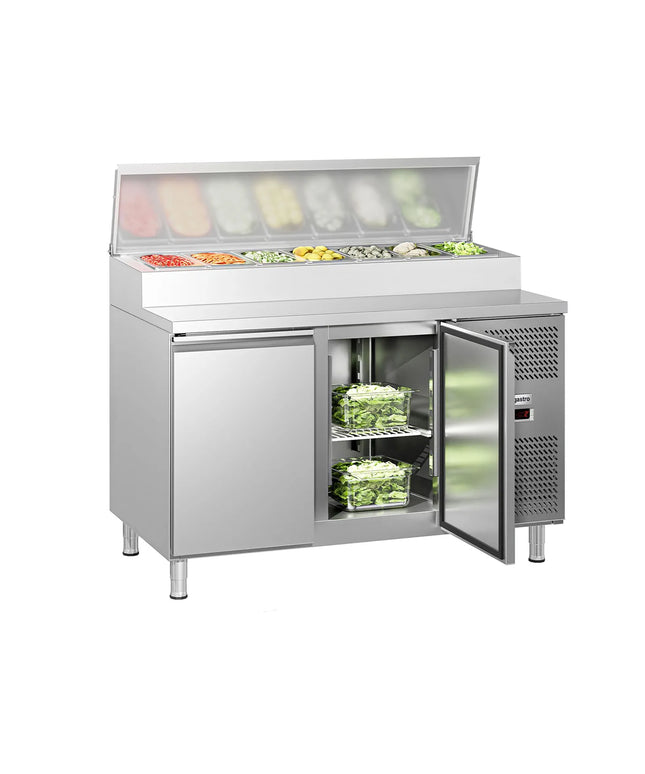 GGM Gastro Commercial Saladette Prep Counter ECO - 1360x700mm - 2 Doors - for 7x GN 1/3