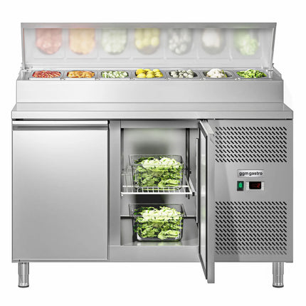 GGM Gastro Commercial Saladette Prep Counter ECO - 1360x700mm - 2 Doors - for 7x GN 1/3