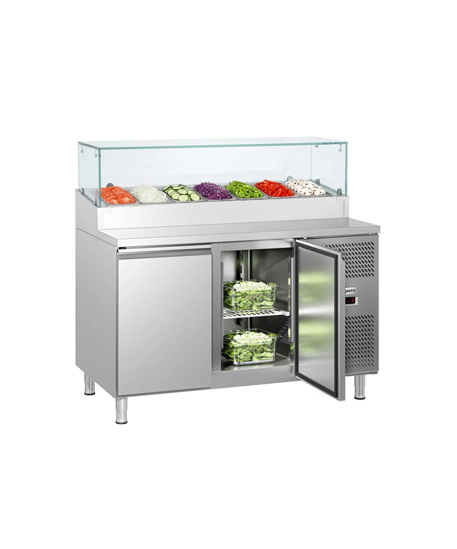 GGM Gastro Commercial Saladette Prep Counter ECO - 1360x700mm - 2 Doors - topper for 7x GN 1/3