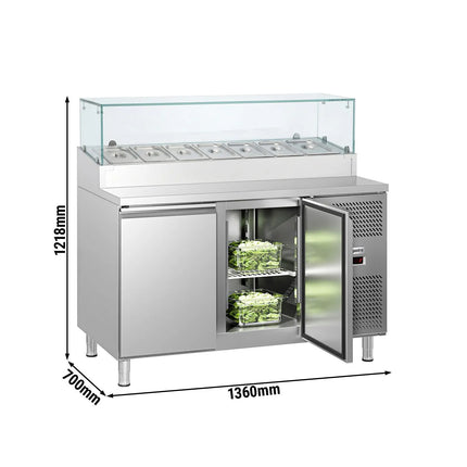 GGM Gastro Commercial Saladette Prep Counter ECO - 1360x700mm - 2 Doors - topper for 7x GN 1/3