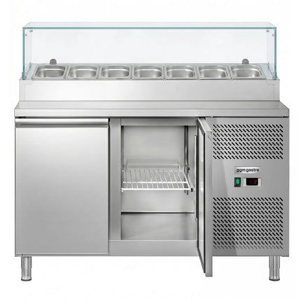 GGM Gastro Commercial Saladette Prep Counter ECO - 1360x700mm - 2 Doors - topper for 7x GN 1/3