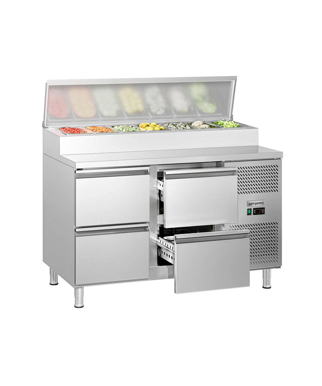 GGM Gastro Commercial Saladette Prep Counter ECO - 1360x700mm - 4 Drawers - for 7x GN 1/3