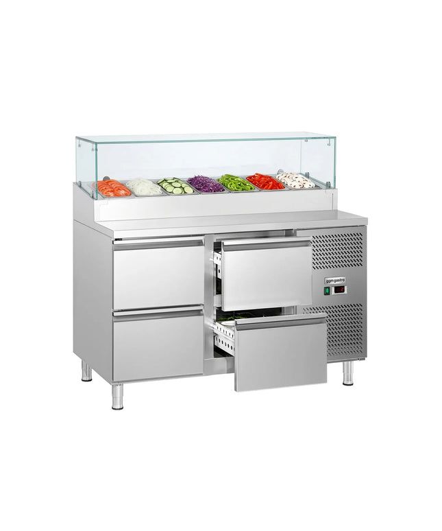 GGM Gastro Commercial Saladette Prep Counter ECO - 1360x700mm - 4 Drawers - for 7x GN 1/3