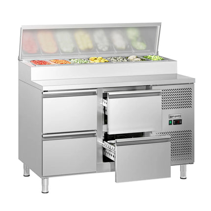 GGM Gastro Commercial Saladette Prep Counter ECO - 1360x700mm - 4 Drawers - for 7x GN 1/3