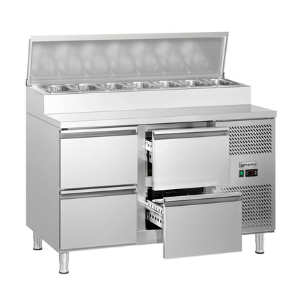 GGM Gastro Commercial Saladette Prep Counter ECO - 1360x700mm - 4 Drawers - for 7x GN 1/3