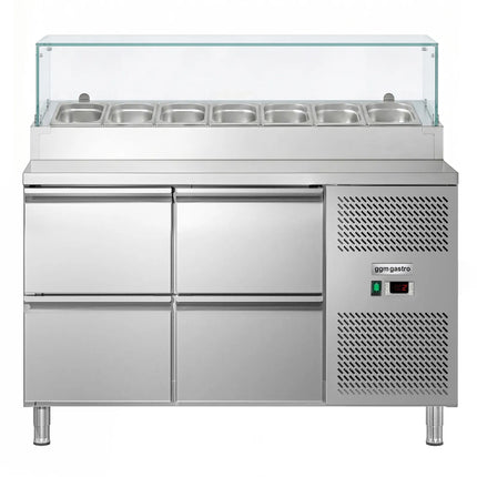 GGM Gastro Commercial Saladette Prep Counter ECO - 1360x700mm - 4 Drawers - for 7x GN 1/3