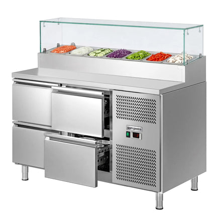 GGM Gastro Commercial Saladette Prep Counter ECO - 1360x700mm - 4 Drawers - for 7x GN 1/3
