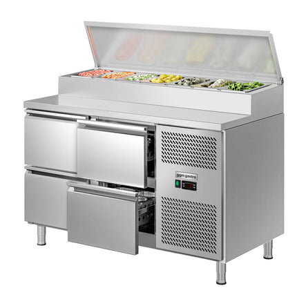 GGM Gastro Commercial Saladette Prep Counter ECO - 1360x700mm - 4 Drawers - for 7x GN 1/3