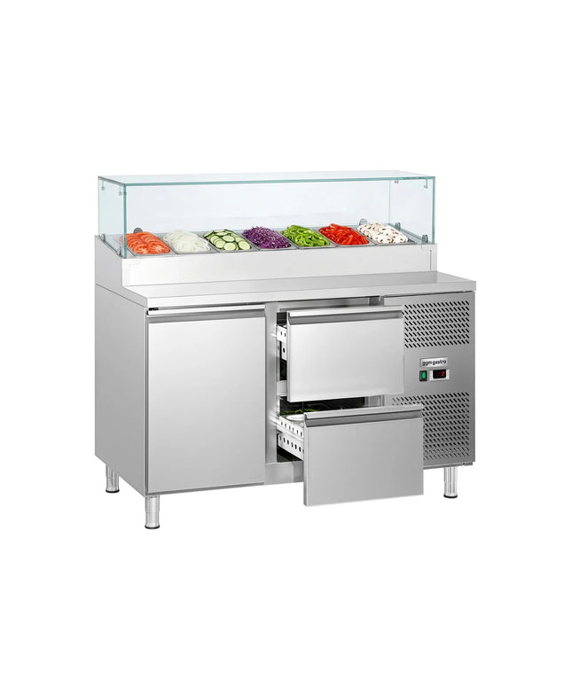 GGM Gastro Commercial Saladette Prep Counter ECO - 1360x700mm - with 1 Door & 2 Drawers - for 7x GN 1/3