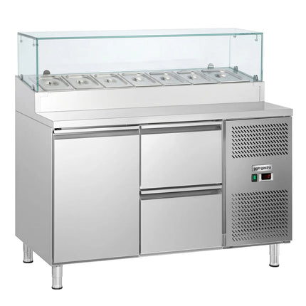 GGM Gastro Commercial Saladette Prep Counter ECO - 1360x700mm - with 1 Door & 2 Drawers - for 7x GN 1/3