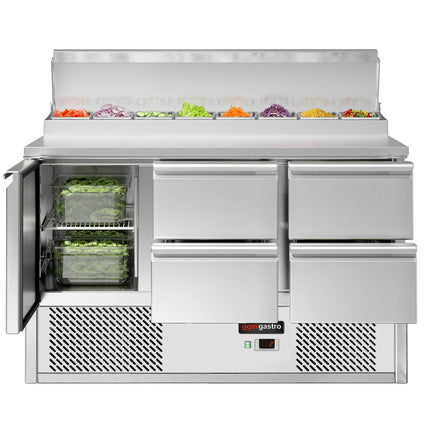 GGM Gastro Commercial Saladette Prep Counter ECO - 1365x700mm - 1 Door & 4 Drawers - for 8x GN 1/6