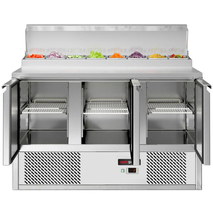 GGM Gastro Commercial Saladette Prep Counter ECO - 1368x700mm - 3 Doors - for 8x GN 1/6
