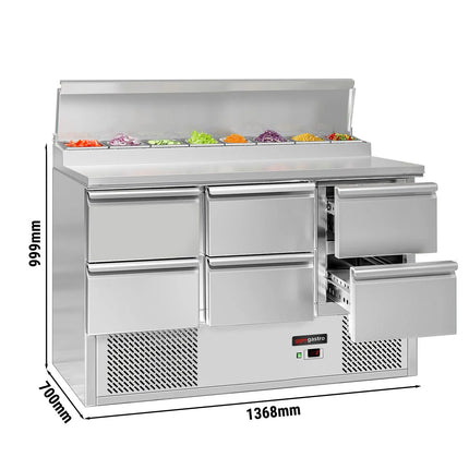 GGM Gastro Commercial Saladette Prep Counter ECO - 1368x700mm - 6 Drawers - for 8x GN 1/6