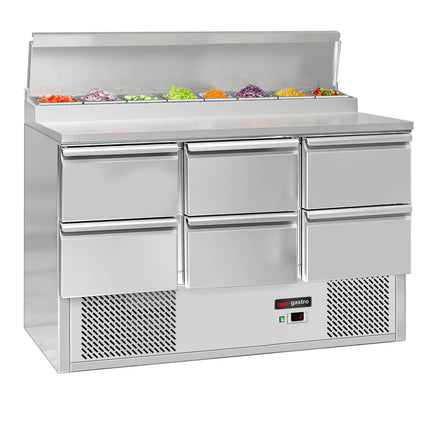 GGM Gastro Commercial Saladette Prep Counter ECO - 1368x700mm - 6 Drawers - for 8x GN 1/6
