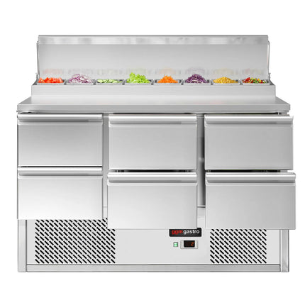 GGM Gastro Commercial Saladette Prep Counter ECO - 1368x700mm - 6 Drawers - for 8x GN 1/6