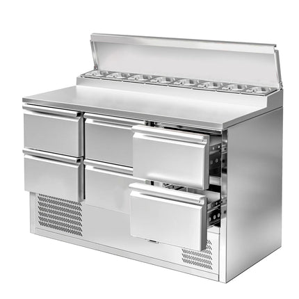 GGM Gastro Commercial Saladette Prep Counter ECO - 1368x700mm - 6 Drawers - for 8x GN 1/6