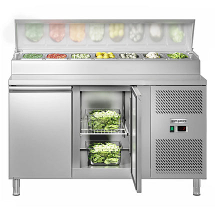 GGM Gastro Commercial Saladette Prep Counter ECO - 1510x800mm - 2 Doors - for 8x GN 1/3