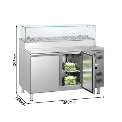 GGM Gastro Commercial Saladette Prep Counter ECO - 1510x800mm - 2 Doors - topper for 8x GN 1/3