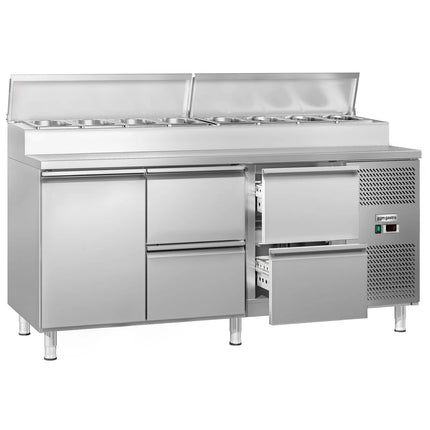 GGM Gastro Commercial Saladette Prep Counter ECO - 1795mm - 1 Door & 4 Drawers - for 8x GN 1/3
