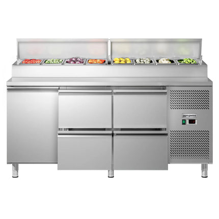 GGM Gastro Commercial Saladette Prep Counter ECO - 1795mm - 1 Door & 4 Drawers - for 8x GN 1/3