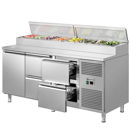 GGM Gastro Commercial Saladette Prep Counter ECO - 1795mm - 1 Door & 4 Drawers - for 8x GN 1/3