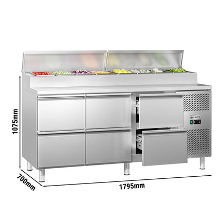 GGM Gastro Commercial Saladette Prep Counter ECO - 1795mm - 6 Drawers - for 8x GN 1/3