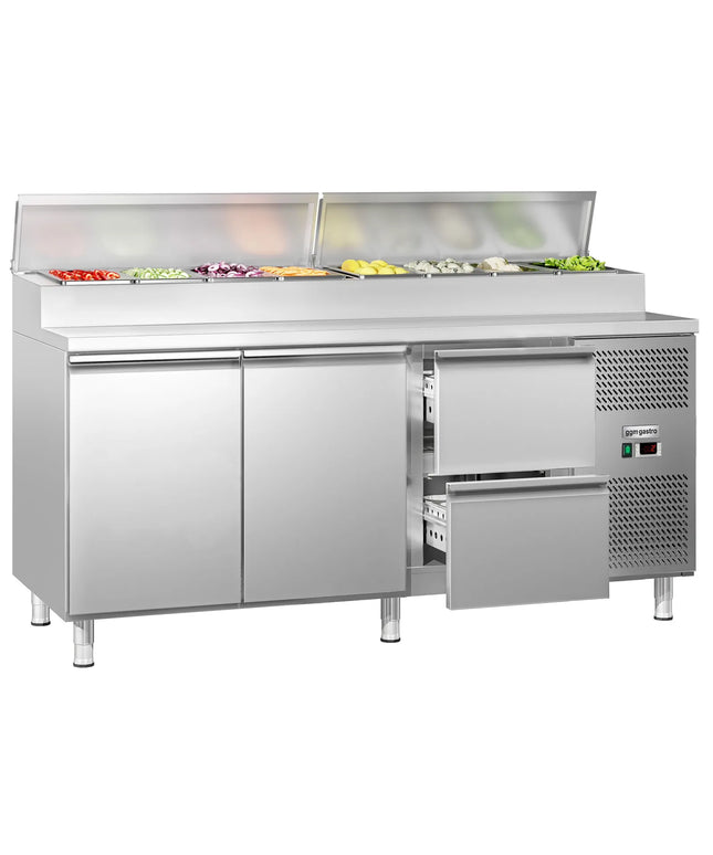 GGM Gastro Commercial Saladette Prep Counter ECO - 1795x700mm - 2 Doors & 2 Drawers - for 8x GN 1/3