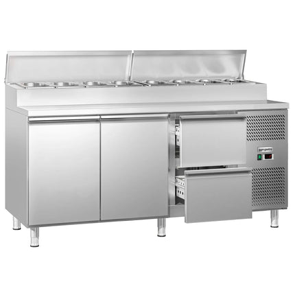 GGM Gastro Commercial Saladette Prep Counter ECO - 1795x700mm - 2 Doors & 2 Drawers - for 8x GN 1/3