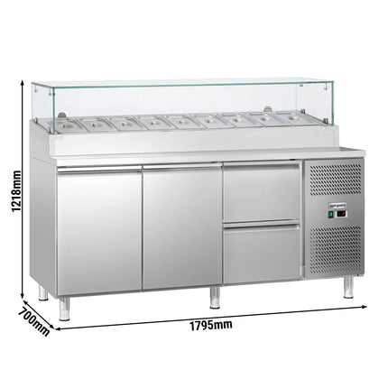 GGM Gastro Commercial Saladette Prep Counter ECO - 1795x700mm - with 2 Doors & 2 Drawers - for 9x GN 1/3