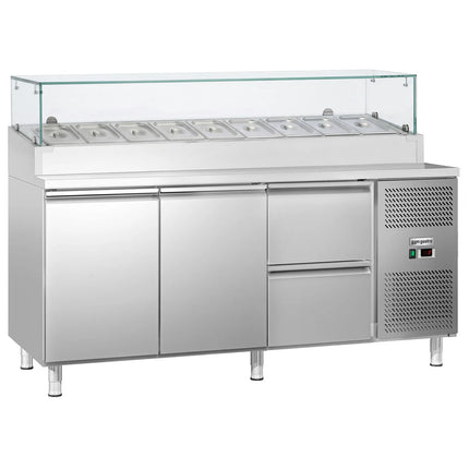 GGM Gastro Commercial Saladette Prep Counter ECO - 1795x700mm - with 2 Doors & 2 Drawers - for 9x GN 1/3