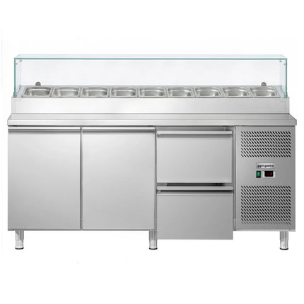 GGM Gastro Commercial Saladette Prep Counter ECO - 1795x700mm - with 2 Doors & 2 Drawers - for 9x GN 1/3