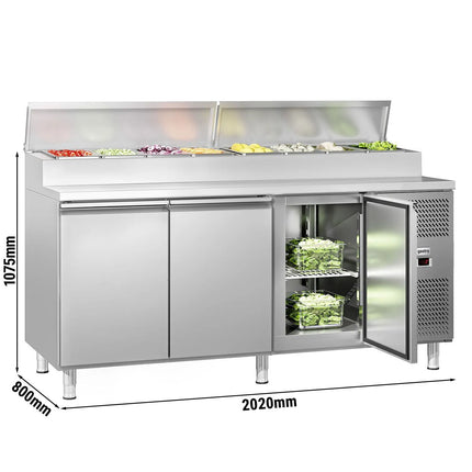 GGM Gastro Commercial Saladette Prep Counter ECO - 2020x800mm - 3 Doors - for 10x GN 1/3