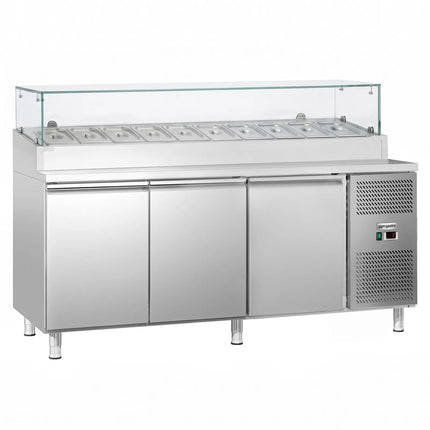 GGM Gastro Commercial Saladette Prep Counter ECO - 2020x800mm - 3 Doors - for 10x GN 1/3