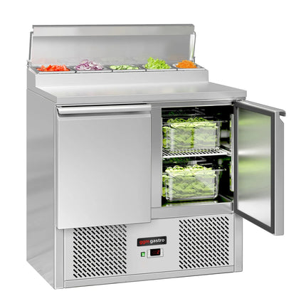 GGM Gastro Commercial Saladette Prep Counter ECO - 900x700mm - 2 Doors - for 5x GN 1/6