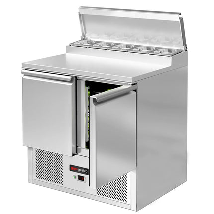 GGM Gastro Commercial Saladette Prep Counter ECO - 900x700mm - 2 Doors - for 5x GN 1/6