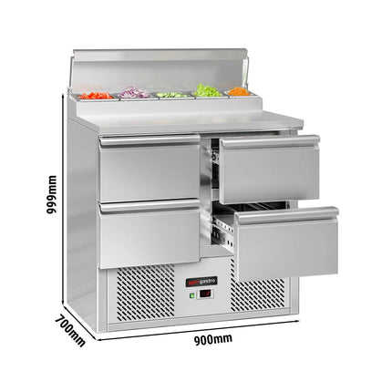 GGM Gastro Commercial Saladette Prep Counter ECO - 900x700mm - 4 Drawers - for 5x GN 1/6