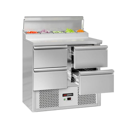GGM Gastro Commercial Saladette Prep Counter ECO - 900x700mm - 4 Drawers - for 5x GN 1/6