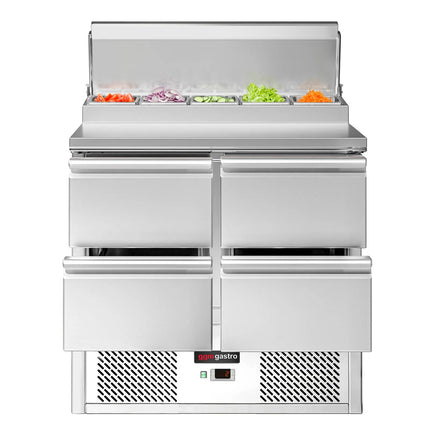 GGM Gastro Commercial Saladette Prep Counter ECO - 900x700mm - 4 Drawers - for 5x GN 1/6