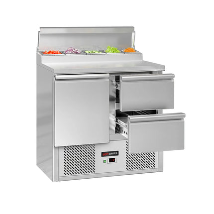 GGM Gastro Commercial Saladette Prep Counter ECO - 900x700mm - with 1 Door & 2 Drawers - for 5x GN 1/6