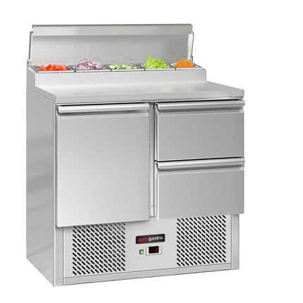 GGM Gastro Commercial Saladette Prep Counter ECO - 900x700mm - with 1 Door & 2 Drawers - for 5x GN 1/6