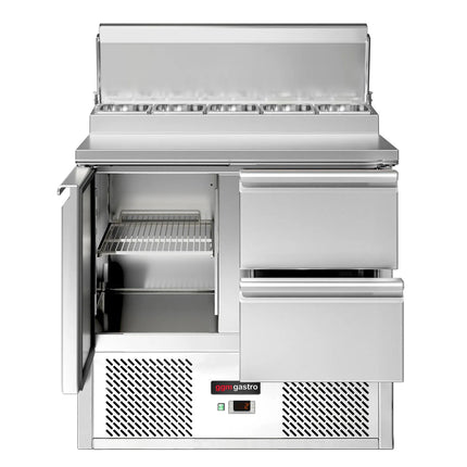 GGM Gastro Commercial Saladette Prep Counter ECO - 900x700mm - with 1 Door & 2 Drawers - for 5x GN 1/6