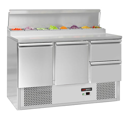 GGM Gastro Commercial Saladette Prep Counter ECO - Slimline - 1368x700mm - 2 Doors & 2 Drawers - for 8x GN 1/6