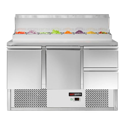 GGM Gastro Commercial Saladette Prep Counter ECO - Slimline - 1368x700mm - 2 Doors & 2 Drawers - for 8x GN 1/6