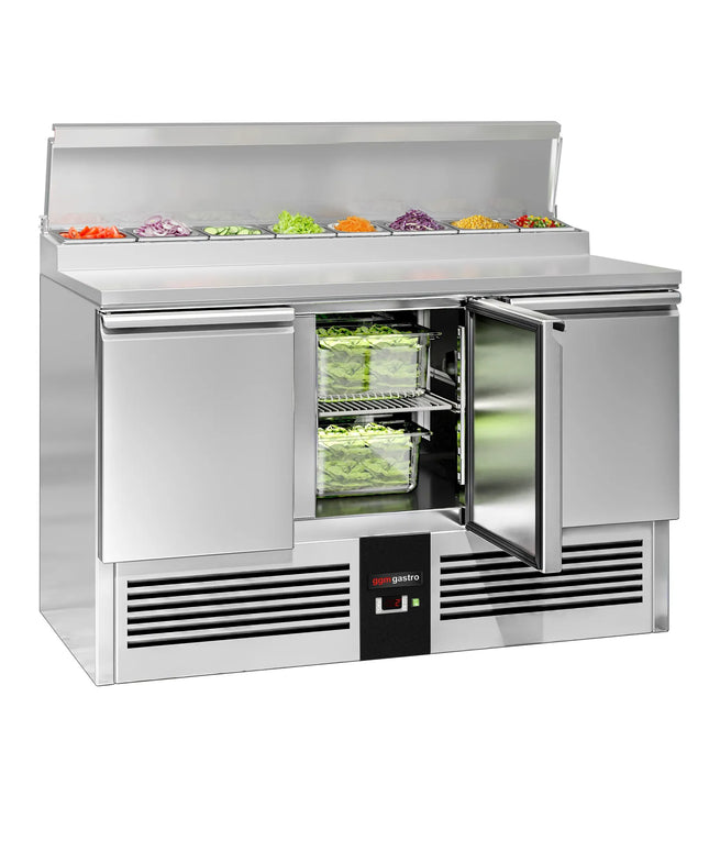 GGM Gastro Commercial Saladette Prep Counter Mini PREMIUM - 1368x700mm - 3 Doors - for 8x GN 1/6
