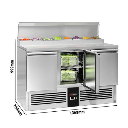 GGM Gastro Commercial Saladette Prep Counter Mini PREMIUM - 1368x700mm - 3 Doors - for 8x GN 1/6
