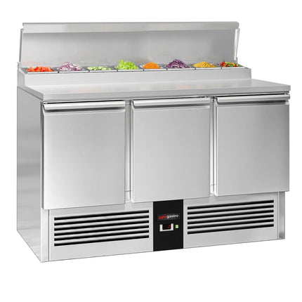 GGM Gastro Commercial Saladette Prep Counter Mini PREMIUM - 1368x700mm - 3 Doors - for 8x GN 1/6