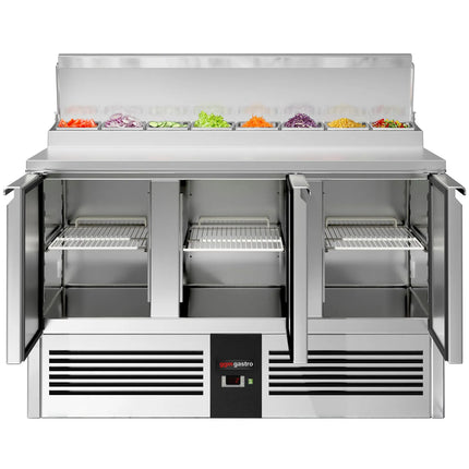 GGM Gastro Commercial Saladette Prep Counter Mini PREMIUM - 1368x700mm - 3 Doors - for 8x GN 1/6